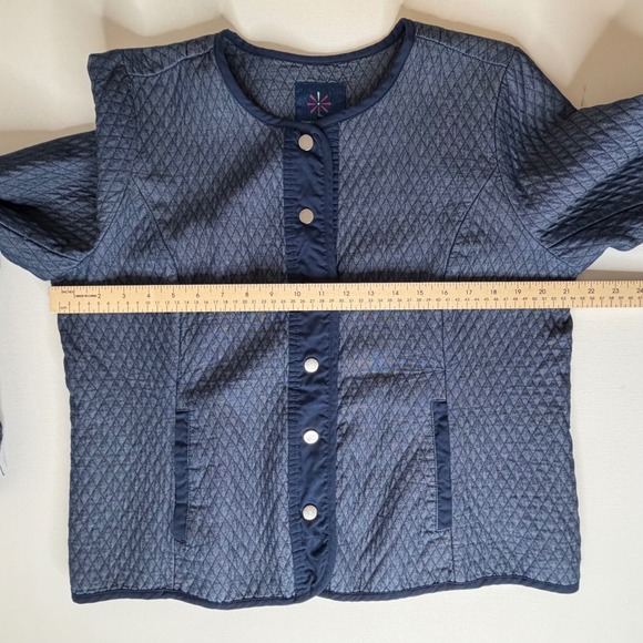 Isaac Mizrahi Live Quilted Snap Front Jacket Medium Blue Comfy Fall Layering - Picture 10 of 10